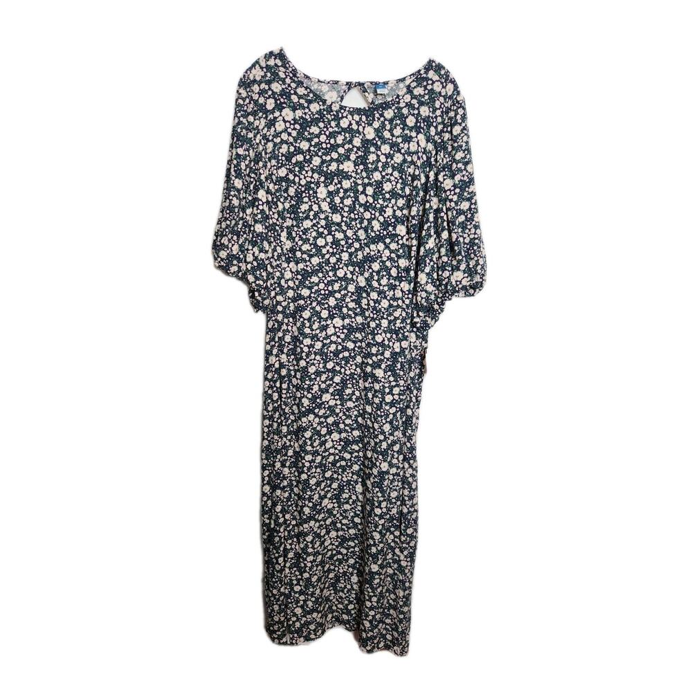 Old Navy Womens Maxi Dress 4X Floral Cottagecore Puff Short Sleeve Smocked NWOT